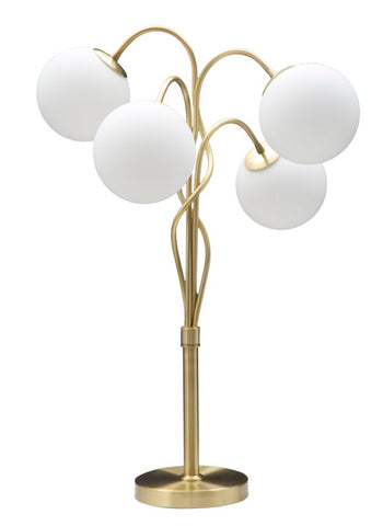 Lampe de table Glamy 4 lumières Métal doré et Verre opaque