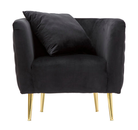 Butaca Bucarest Terciopelo Negro metal dorado