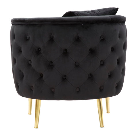 Butaca Bucarest Terciopelo Negro metal dorado