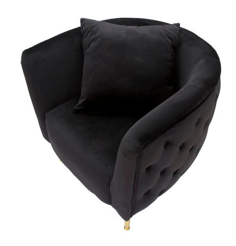 Butaca Bucarest Terciopelo Negro metal dorado