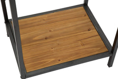 Support téléphone en métal et bois avec étagère et tiroir
