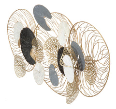 Panneau décoratif en métal Luxy feuilles géométriques et couleurs variées