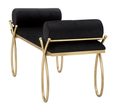 Banc velours Noir métal doré