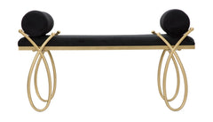 Banc velours Noir métal doré