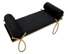Banc velours Noir métal doré