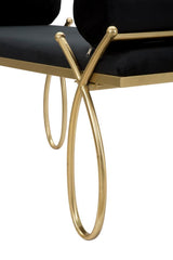 Banc velours Noir métal doré