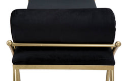 Banc velours Noir métal doré