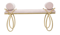 Banc Velours Rose et métal doré