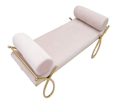 Banc Velours Rose et métal doré