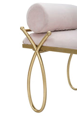 Banc Velours Rose et métal doré