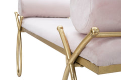 Banc Velours Rose et métal doré