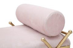 Banc Velours Rose et métal doré