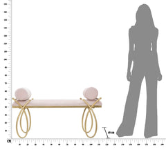 Banc Velours Rose et métal doré