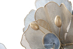Panneau en métal floral 3D argenté et doré