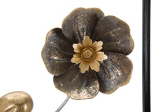 Panneau décoratif en métal fleurs et feuilles 3D