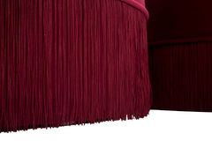Pouf de rangement rond Velours Bordeaux avec franges