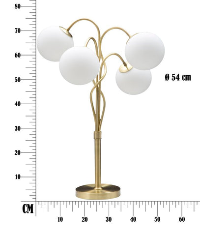 Lampe de table Glamy 4 lumières Métal doré et Verre opaque