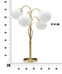 Lampe de table Glamy 4 lumières Métal doré et Verre opaque