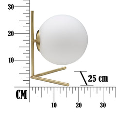 Lampe de table Glamy métal doré et sphère en verre opaque