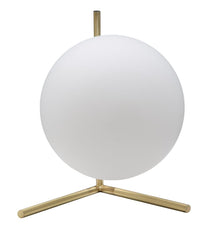 Lampe de table Glamy métal doré et sphère en verre opaque