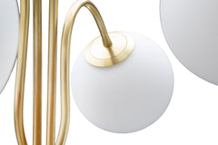 Lampadaire Glamy Métal Doré 4 Lumières Sphères en Verre Opaque