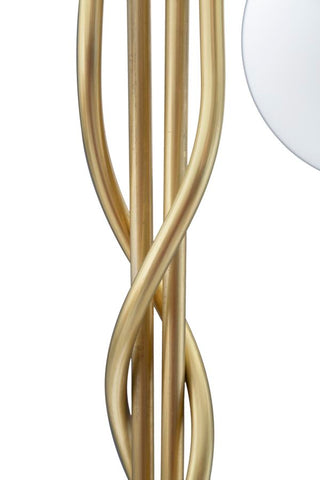 Lampadaire Glamy Métal Doré 4 Lumières Sphères en Verre Opaque