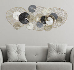 Panneau décoratif en métal Luxy feuilles géométriques et couleurs variées