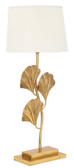 Lampe de table Glamy Métal doré Abat-jour Tissu Blanc