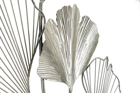 Panel de pared metálico plateado Goxy con motivos geométricos y florales