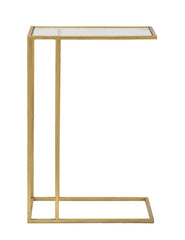 Table basse rectangulaire métal doré et plateau en verre