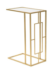 Table basse rectangulaire métal doré et plateau en verre