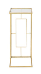 Table basse rectangulaire métal doré et plateau en verre