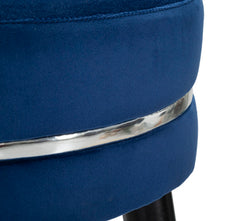 Tabouret de bar Velours Gris bois pieds Noir finition argentée