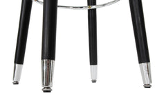 Tabouret de bar Velours Gris bois pieds Noir finition argentée