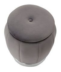 Pouf de rangement Velours Gris finition Argent