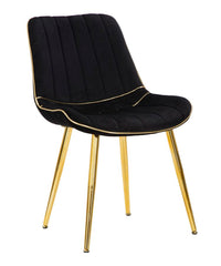 Chaise Nera en Tissu Noir pieds Métal Doré - Ensemble de 2 pcs