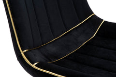 Chaise Nera en Tissu Noir pieds Métal Doré - Ensemble de 2 pcs