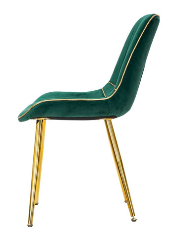 Chaise verte rembourrée Paris pieds en métal doré (ensemble de 2)
