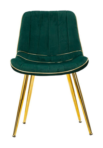Chaise verte rembourrée Paris pieds en métal doré (ensemble de 2)