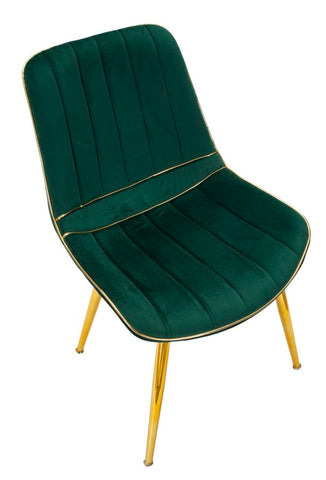 Chaise verte rembourrée Paris pieds en métal doré (ensemble de 2)