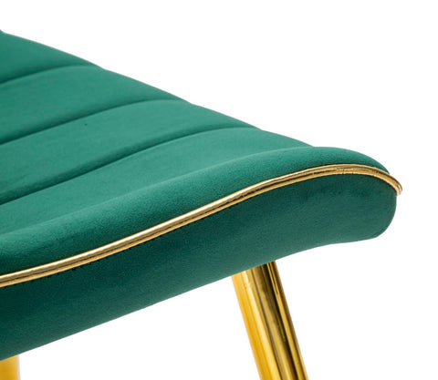 Chaise verte rembourrée Paris pieds en métal doré (ensemble de 2)