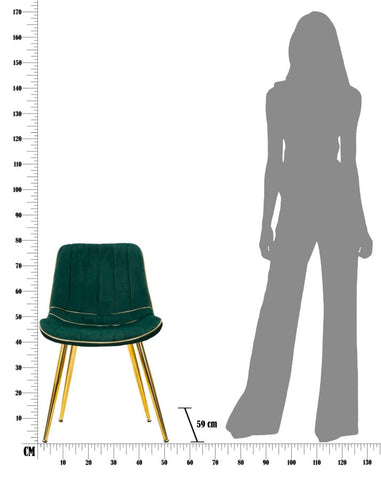 Chaise verte rembourrée Paris pieds en métal doré (ensemble de 2)