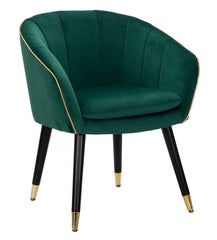 Fauteuil Paris Tissu Vert pieds Bois Noir et Détails Dorés