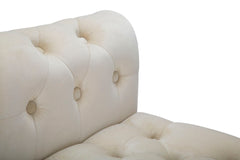 Banquette Paris Velours Crème pieds en bois dorés