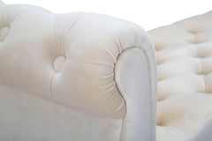 Banquette Paris Velours Crème pieds en bois dorés