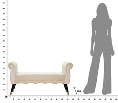 Banquette Paris Velours Crème pieds en bois dorés