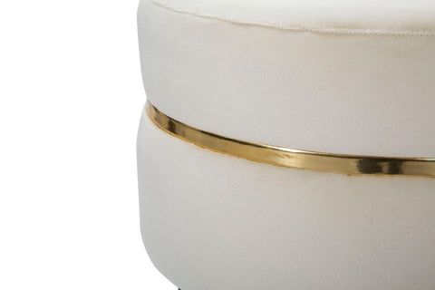Taburete crema Terciopelo patas de metal negro acabado dorado