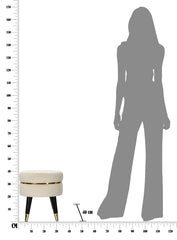 Tabouret crème Velours pieds métal noir finition dorée
