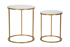 Table ronde Simply Marbre Blanc métal doré