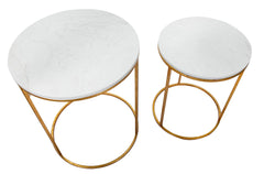 Table ronde Simply Marbre Blanc métal doré